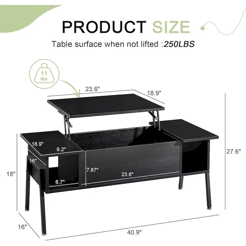 VECELO 3-piece Coffee Table Set,Lift Top Coffee Table with Hidden Storage and Nightstands Set of 2