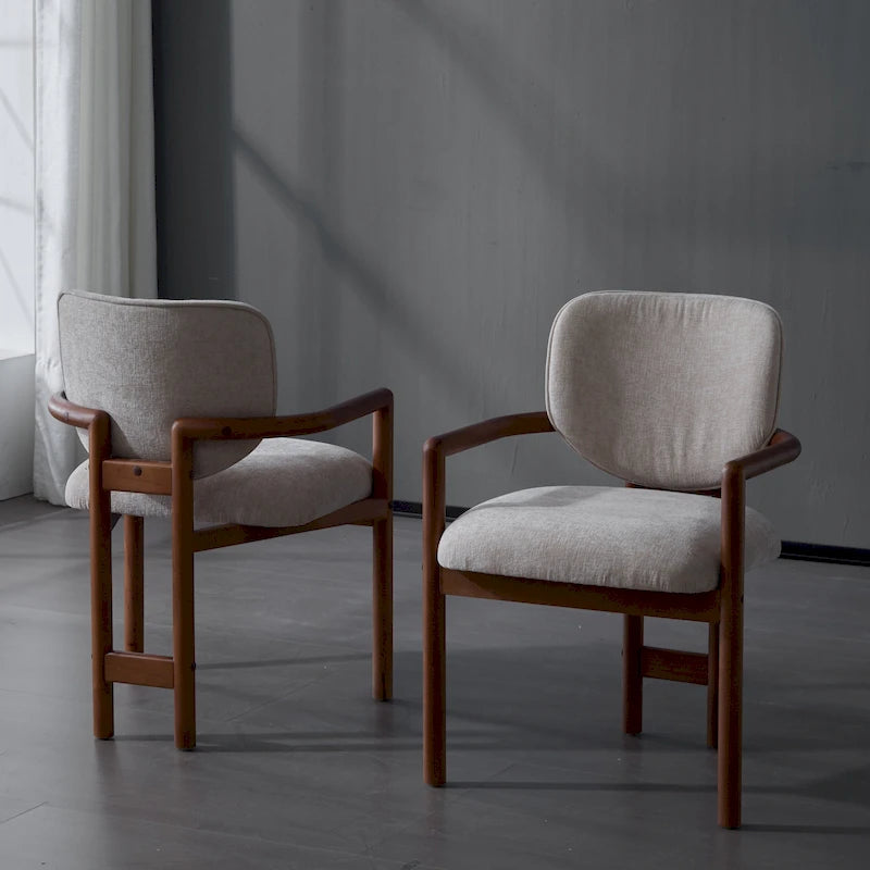 Upholstered Dining Chairs Set of 2, Side Chairs with Rubber Wood Legs, 300 LBS Weight Capacity