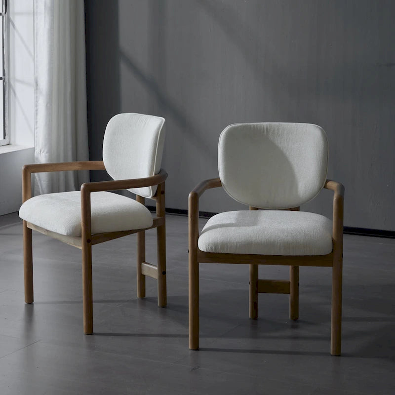Upholstered Dining Chairs Set of 2, Side Chairs with Rubber Wood Legs, 300 LBS Weight Capacity