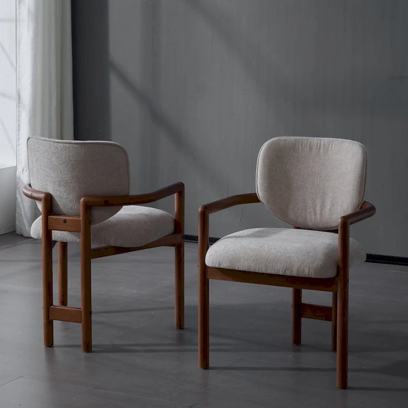 Upholstered Dining Chairs Set of 2, Side Chairs with Rubber Wood Legs, 300 LBS Weight Capacity