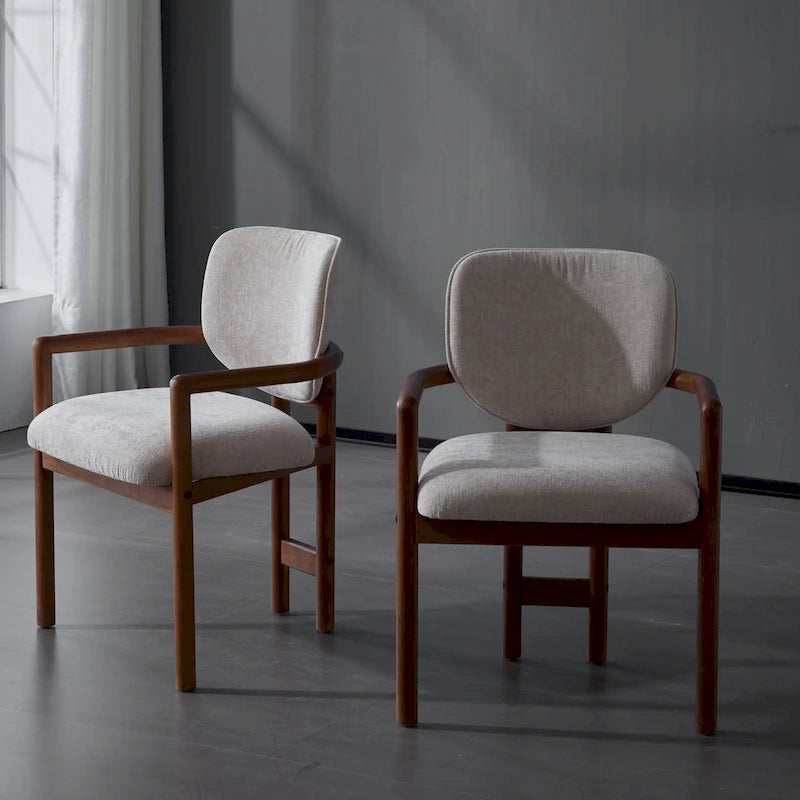 Upholstered Dining Chairs Set of 2, Side Chairs with Rubber Wood Legs, 300 LBS Weight Capacity