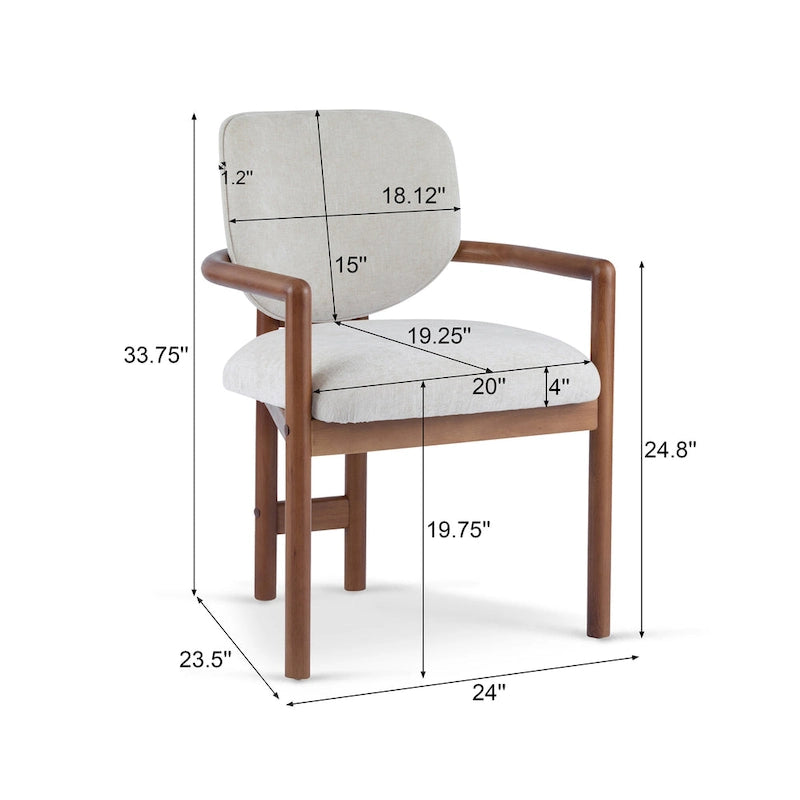 Upholstered Dining Chairs Set of 2, Side Chairs with Rubber Wood Legs, 300 LBS Weight Capacity