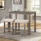 3-Piece Counter Height Dining Set Small Apartment Dining Table and Chair Sets with Button-Tufted Upholstered Stools for Kitchen