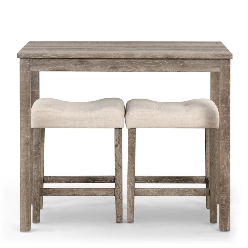 3-Piece Counter Height Dining Set Small Apartment Dining Table and Chair Sets with Button-Tufted Upholstered Stools for Kitchen
