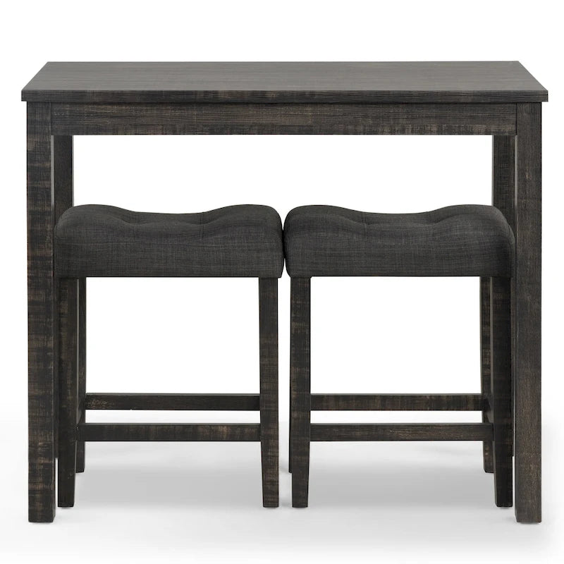 3-Piece Counter Height Dining Set Small Apartment Dining Table and Chair Sets with Button-Tufted Upholstered Stools for Kitchen