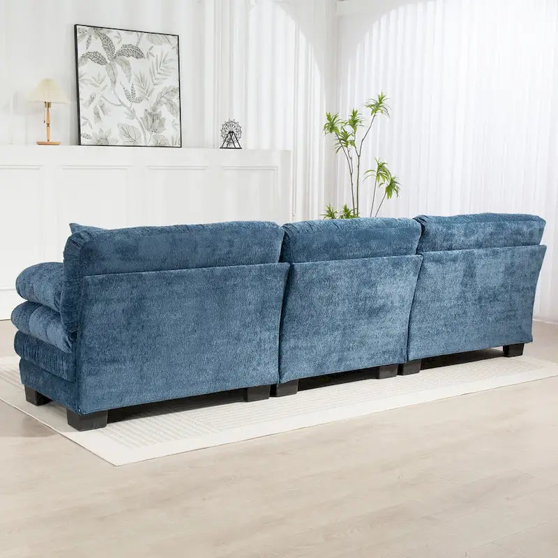 120.87 Chenille L-Shaped Sleeper Sectional Sofa with Ottoman
