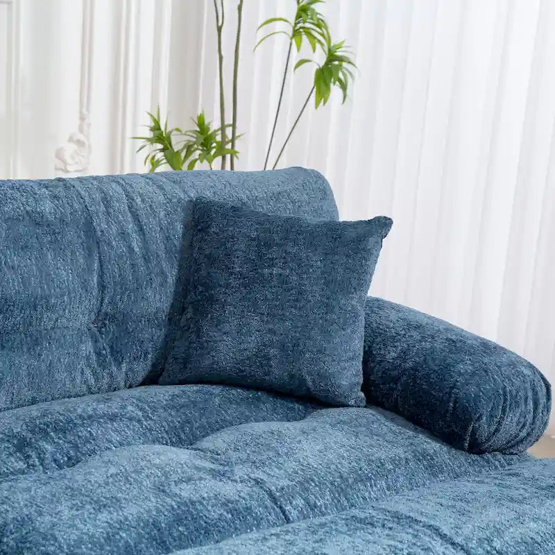 120.87 Chenille L-Shaped Sleeper Sectional Sofa with Ottoman