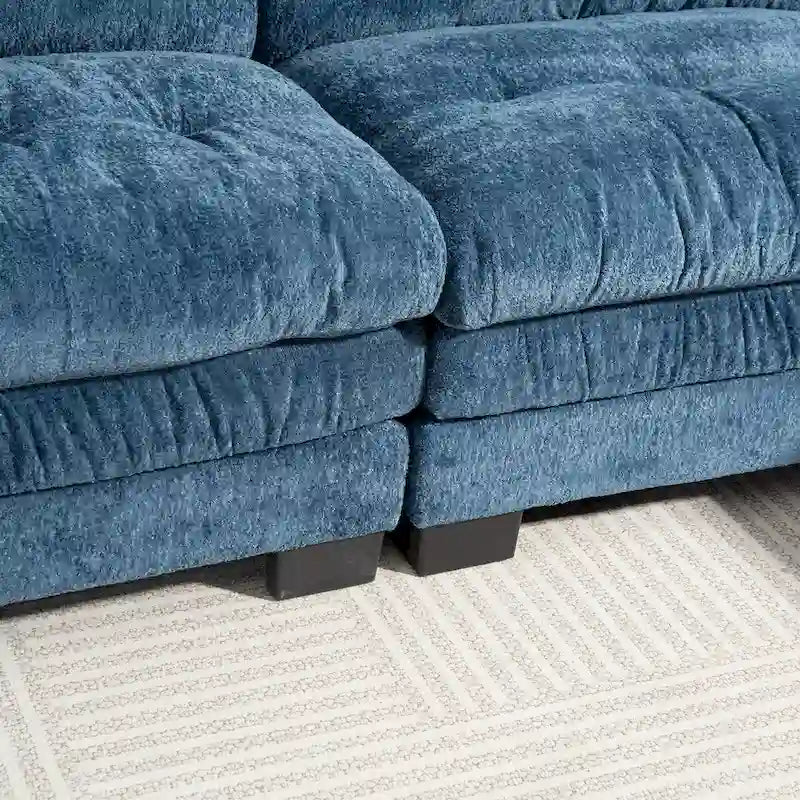 120.87 Chenille L-Shaped Sleeper Sectional Sofa with Ottoman