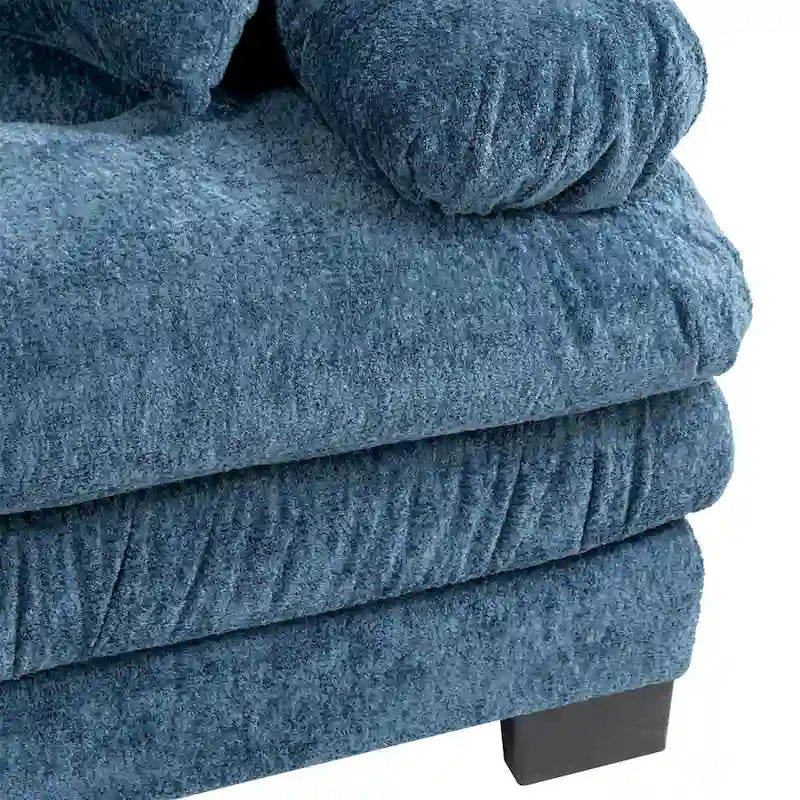 120.87 Chenille L-Shaped Sleeper Sectional Sofa with Ottoman