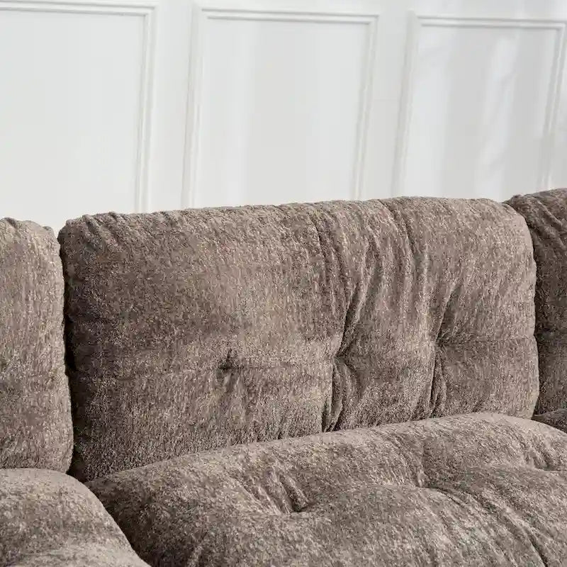 120.87 Chenille L-Shaped Sleeper Sectional Sofa with Ottoman
