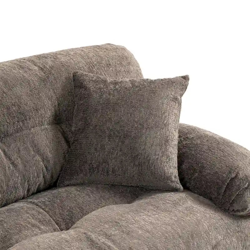120.87 Chenille L-Shaped Sleeper Sectional Sofa with Ottoman