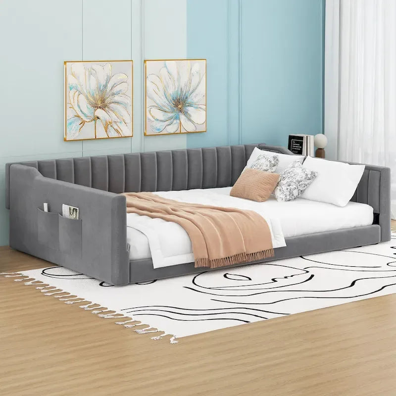 Full XL Velvet Daybed with Storage