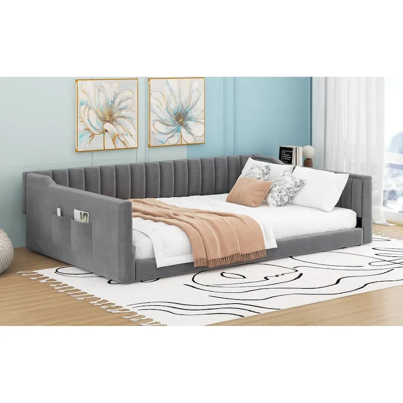 Full XL Velvet Daybed with Storage