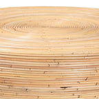 Tokyo Laminated Natural Rattan Coffee Table - Handcrafted Drum Table for Living Room, Coastal Boho Style Furniture