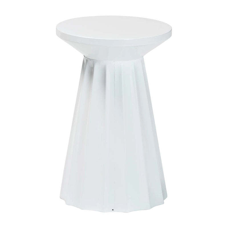 Ulmer Metal Scalloped Side Table - Modern Round Accent Table for Indoor or Semi-Outdoor Use