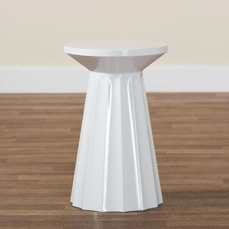 Ulmer Metal Scalloped Side Table - Modern Round Accent Table for Indoor or Semi-Outdoor Use