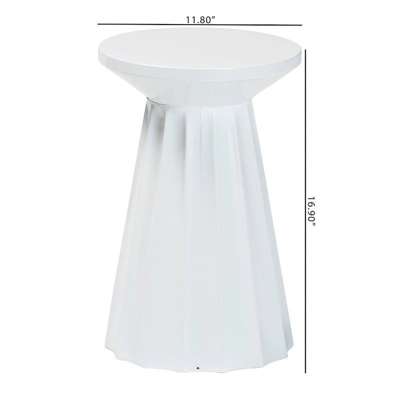 Ulmer Metal Scalloped Side Table - Modern Round Accent Table for Indoor or Semi-Outdoor Use
