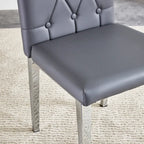 High Back Dining Chair Set of 4 Button Plaid Tufted Soft Cushion Side Chair Living Room Accent Chair Armless Chair