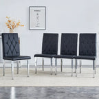 High Back Dining Chair Set of 4 Button Plaid Tufted Soft Cushion Side Chair Living Room Accent Chair Armless Chair