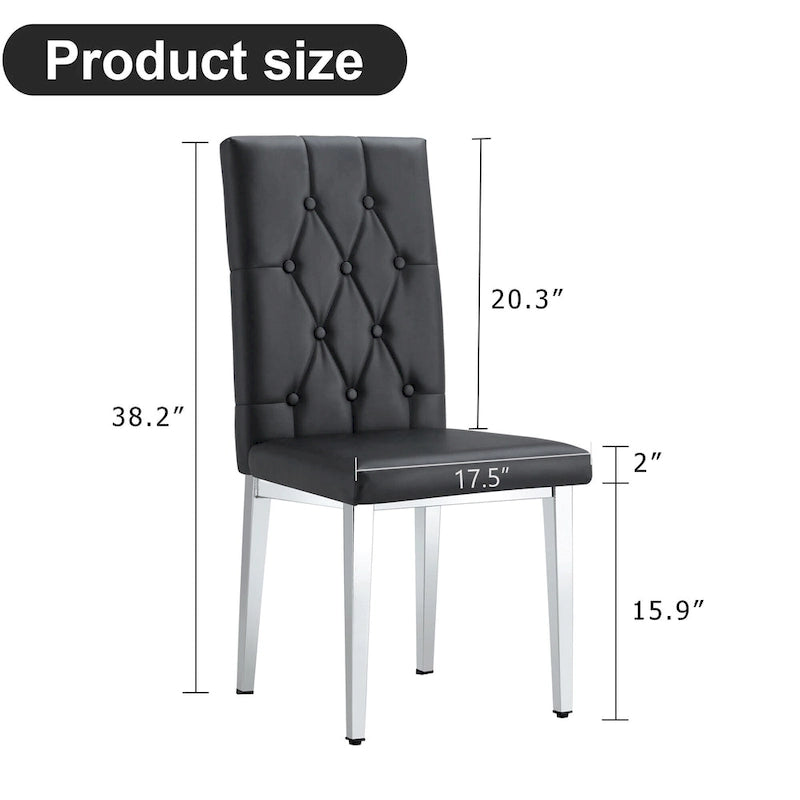 High Back Dining Chair Set of 4 Button Plaid Tufted Soft Cushion Side Chair Living Room Accent Chair Armless Chair