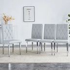 High Back Dining Chair Set of 4 Button Plaid Tufted Soft Cushion Side Chair Living Room Accent Chair Armless Chair