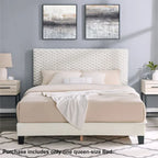 Queen Platform Bed with Adjustable Headboard, Dove Fabric