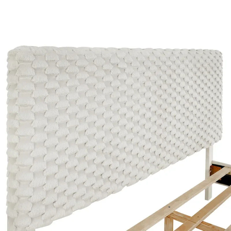 Queen Platform Bed with Adjustable Headboard, Dove Fabric