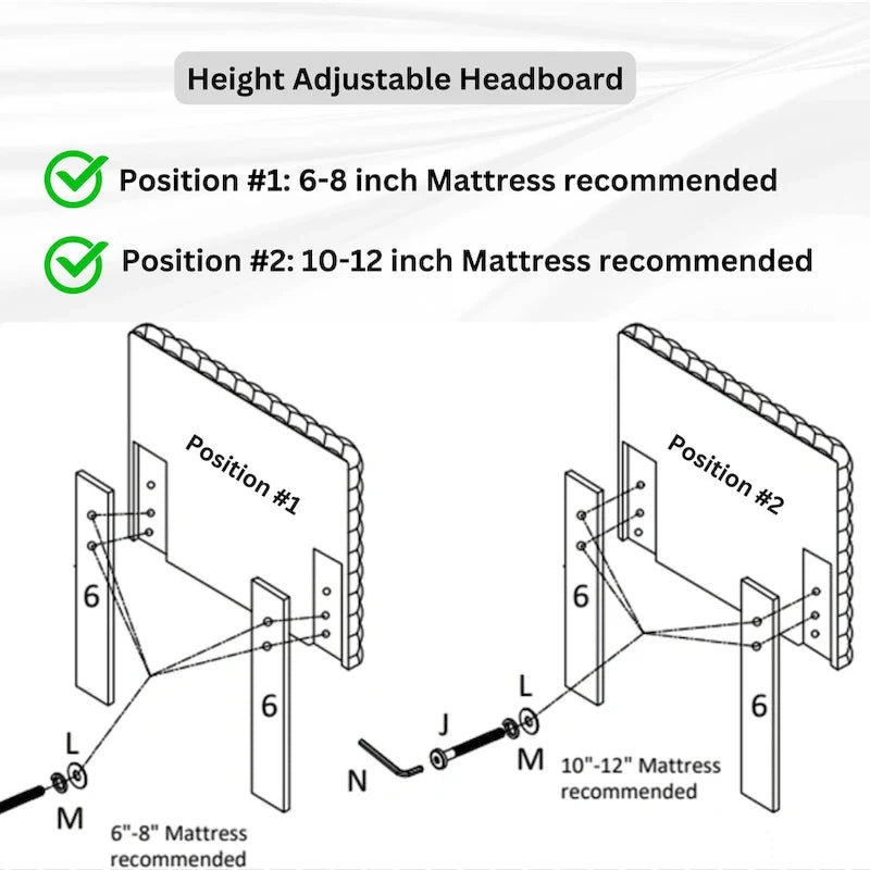 Queen Platform Bed with Adjustable Headboard, Dove Fabric