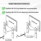 Queen Platform Bed with Adjustable Headboard, Dove Fabric