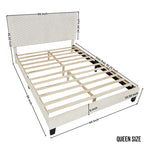 Queen Platform Bed with Adjustable Headboard, Dove Fabric