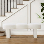 56.3W Boucle Upholstered Bedroom Bench for Entryway End of Bed - 56.3W x 19.7D x 17.7H