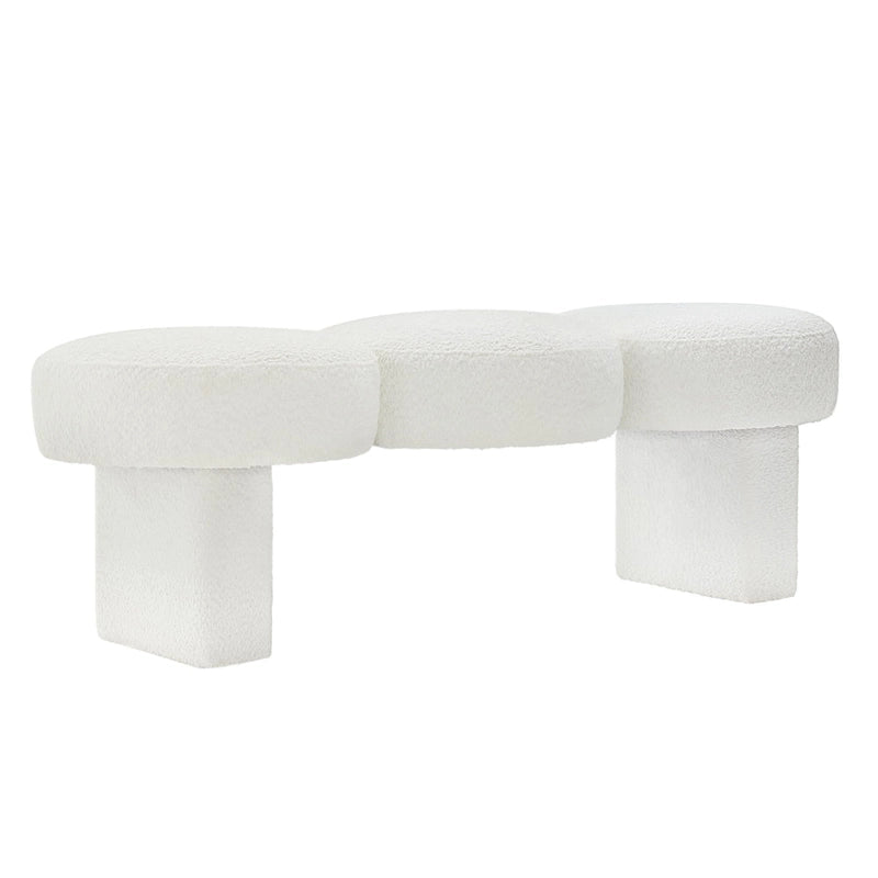 56.3W Boucle Upholstered Bedroom Bench for Entryway End of Bed - 56.3W x 19.7D x 17.7H