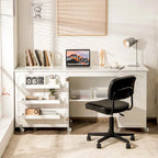 Costway Folding Sewing Table Shelves Storage Cabinet Craft Cart with - See Details