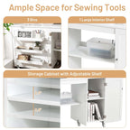 Costway Folding Sewing Table Shelves Storage Cabinet Craft Cart with - See Details