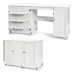 Costway Folding Sewing Table Shelves Storage Cabinet Craft Cart with - See Details
