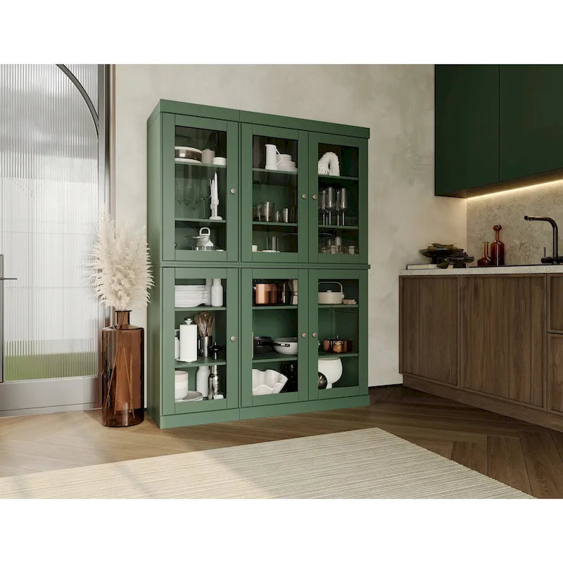 Palace Imports 100% Solid Wood 48.5 Pantry China Cabinet with Clear Glass Doors and Adjustable Shelves