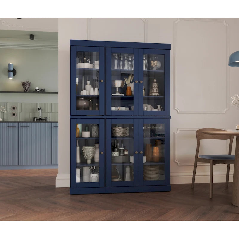 Palace Imports 100% Solid Wood 48.5 Pantry China Cabinet with Clear Glass Doors and Adjustable Shelves