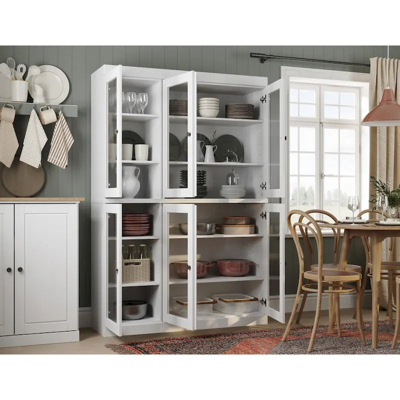 Palace Imports 100% Solid Wood 48.5 Pantry China Cabinet with Clear Glass Doors and Adjustable Shelves