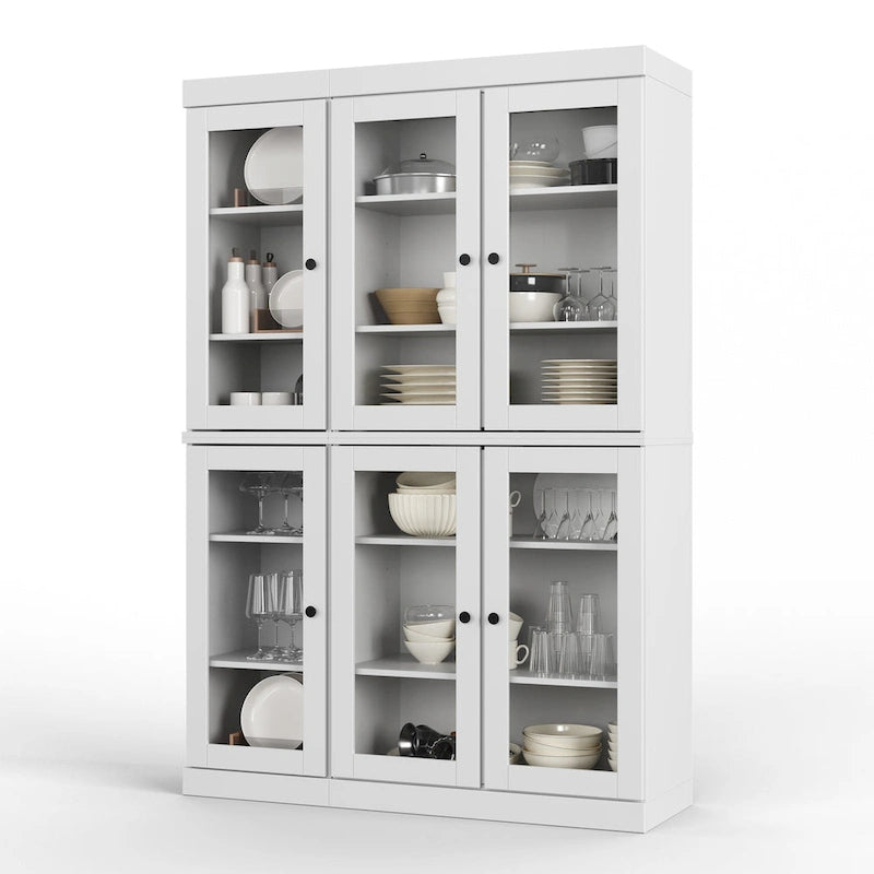 Palace Imports 100% Solid Wood 48.5 Pantry China Cabinet with Clear Glass Doors and Adjustable Shelves