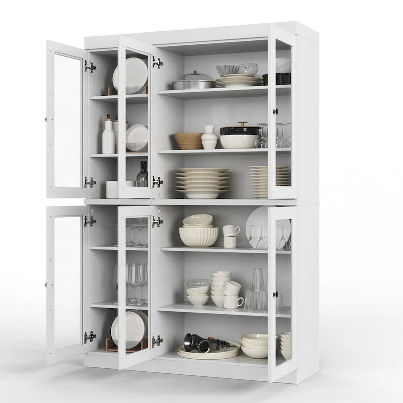 Palace Imports 100% Solid Wood 48.5 Pantry China Cabinet with Clear Glass Doors and Adjustable Shelves