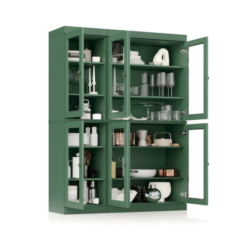 Palace Imports 100% Solid Wood 48.5 Pantry China Cabinet with Clear Glass Doors and Adjustable Shelves