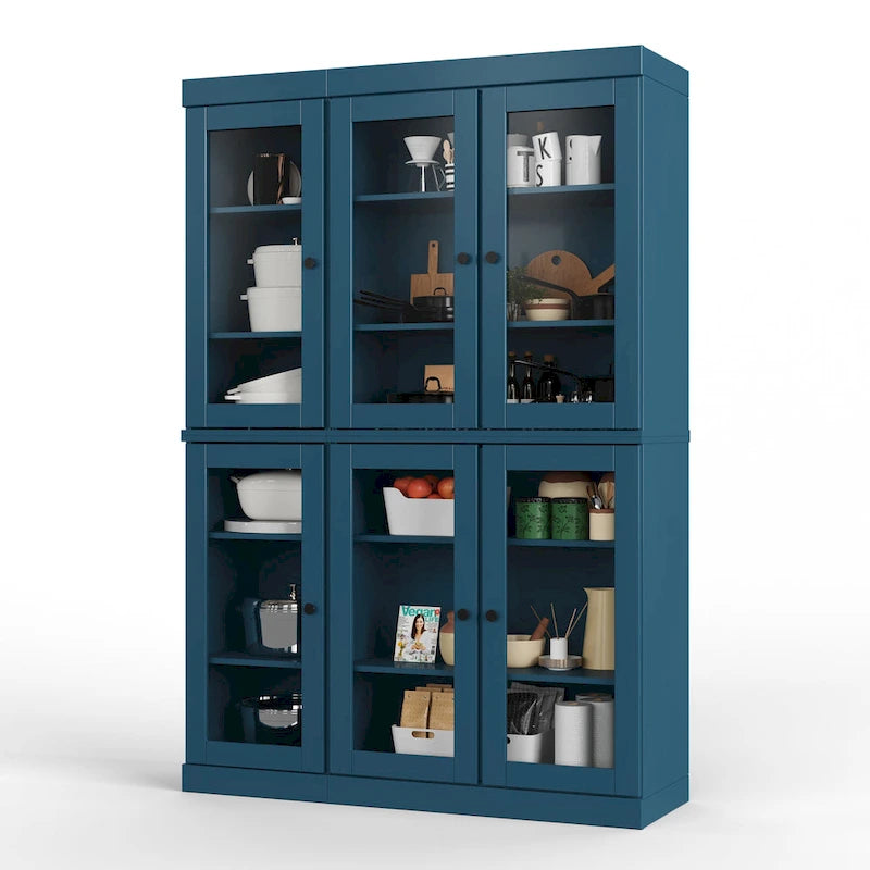 Palace Imports 100% Solid Wood 48.5 Pantry China Cabinet with Clear Glass Doors and Adjustable Shelves