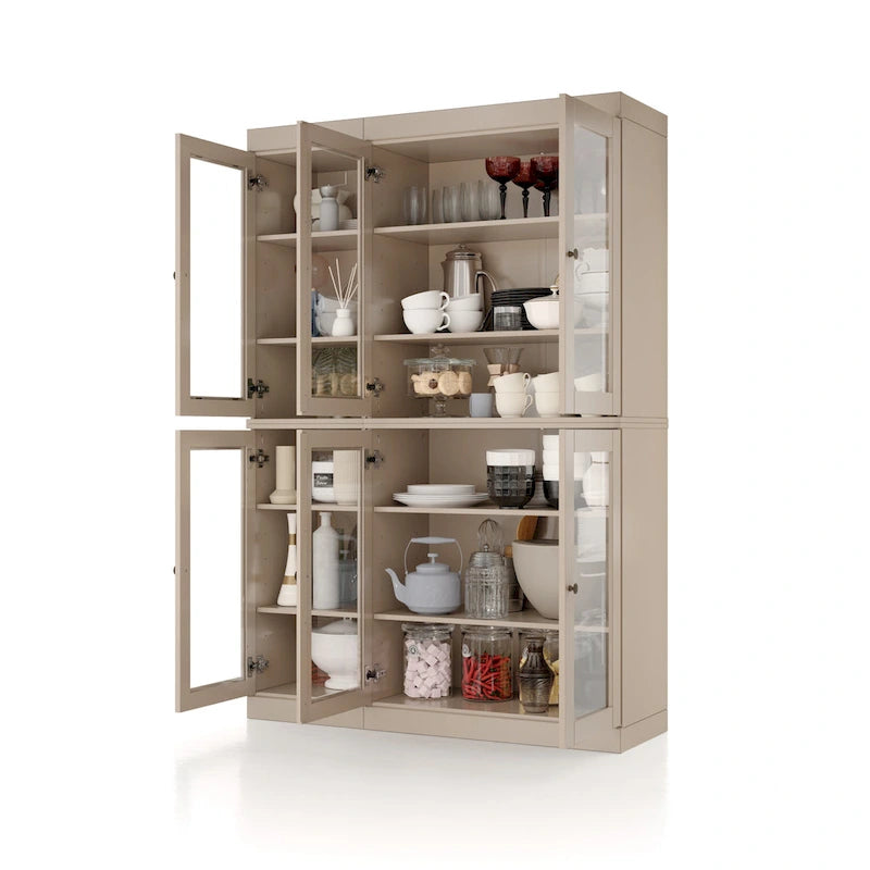 Palace Imports 100% Solid Wood 48.5 Pantry China Cabinet with Clear Glass Doors and Adjustable Shelves