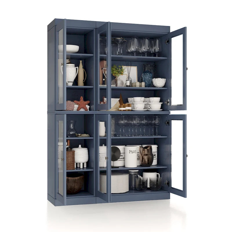 Palace Imports 100% Solid Wood 48.5 Pantry China Cabinet with Clear Glass Doors and Adjustable Shelves