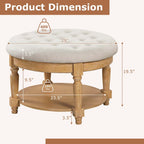 Costway 29 Large Round Ottoman Coffee Table Storage Bench with