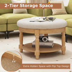Costway 29 Large Round Ottoman Coffee Table Storage Bench with