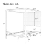 Sleek Modern Metal Canopy Bed with Tall Linen Upholstered Headboard