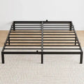 Bed Frame No Box Spring Needed, Heavy Duty Queen Platform Metal Bed Frame with Metal Slats