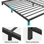 Bed Frame No Box Spring Needed, Heavy Duty Queen Platform Metal Bed Frame with Metal Slats