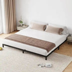 Bed Frame No Box Spring Needed, Heavy Duty Queen Platform Metal Bed Frame with Metal Slats